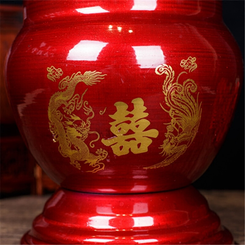 结婚红痰盂陪嫁搪瓷痰盂儿童坐便器高脚加厚带盖尿盆便盆马桶