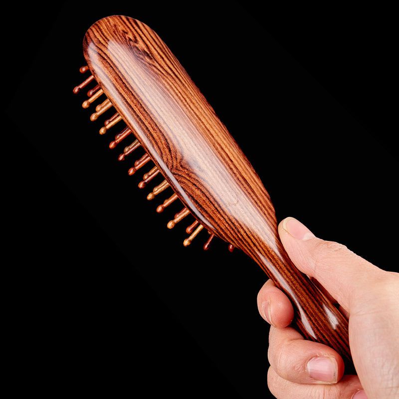 郎府木梳子酸枝木气囊梳同料梳齿按摩头皮护发梳造型梳按摩梳便携棕色