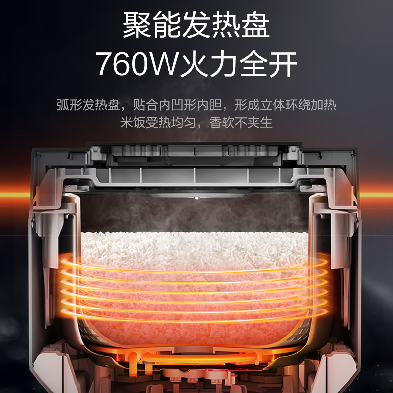 美的(Midea)智能电饭煲 电饭锅4升匠铜聚能釜可拆洗内盖24小时预约定时MB-AFB4045R高清大图