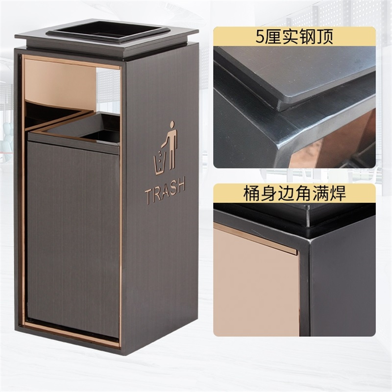 易企采 酒店商场立式垃圾桶 烟灰缸大堂电梯口不锈钢售楼部大厅果皮箱定制高清大图