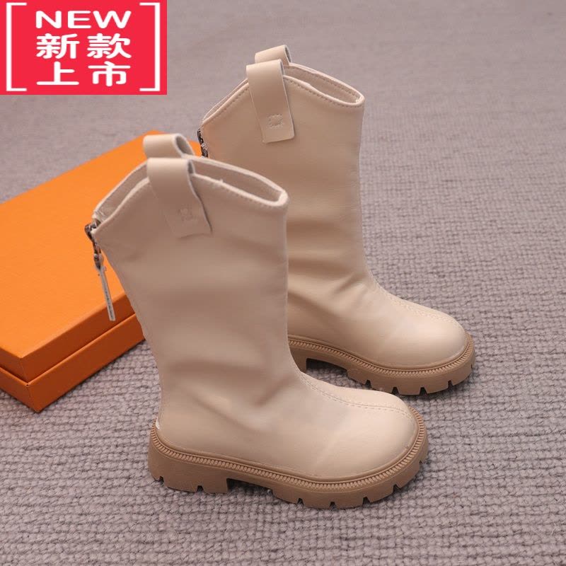 可莉允女童靴子2022冬季新款儿童鞋子春秋季单靴洋气高筒长靴皮靴公主鞋图片