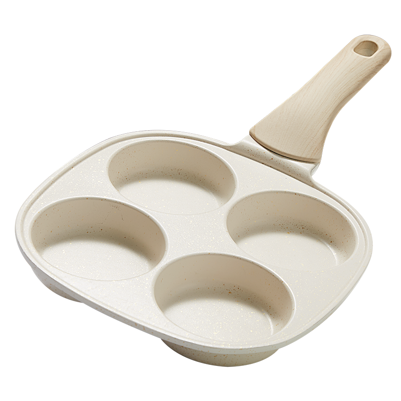 炊大皇 煎蛋锅煎饼神器煎鸡蛋汉堡锅四孔早餐锅 网红大白早餐神器18cm JG18DB!