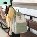 书包韩版原宿ulzzang高中双肩包女中学生初中生大容量森系ins背包NEWLAKE 撞色绿色收藏送雏菊挂件