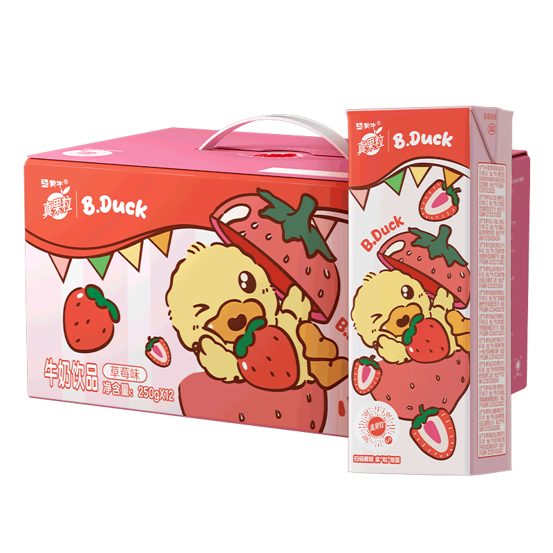 蒙牛(MENGNIU)真果粒牛奶饮品(草莓)250g×12盒 真实果粒 宝可梦礼盒装高清大图
