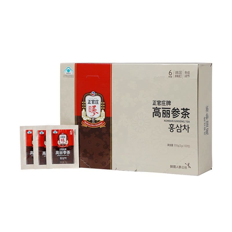 正官庄高丽参茶3g*100包/盒(300g) 韩国 人参制品 冲泡颗粒 休闲滋补图片