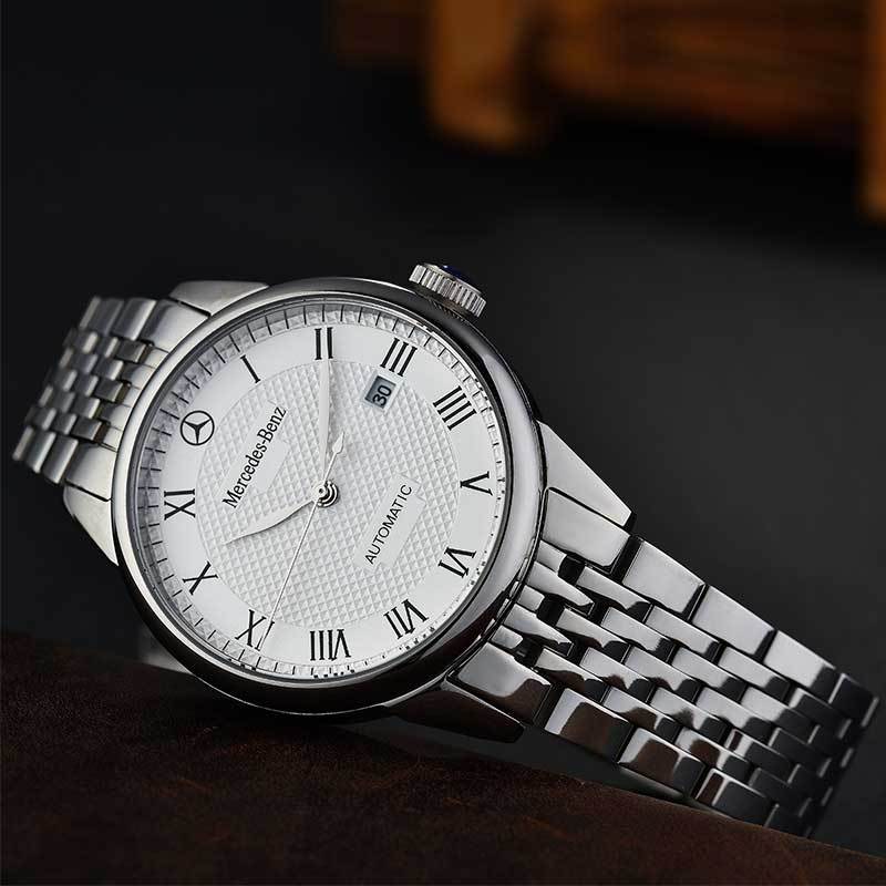 mercedesbenz梅赛德斯奔驰驰尚系列时尚钢白白面钢带男士机械手表bz