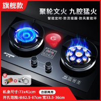 半球燃气灶台式嵌入式煤气灶双灶家用天然气液化气炉具节能猛火灶 旗舰聚能定时鸳鸯玻璃 液化气