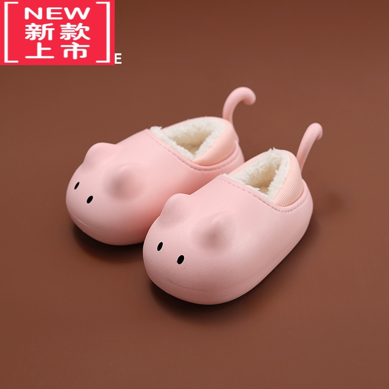 可莉允儿童棉拖鞋女孩冬季2022新款男童女童包跟防水宝宝毛毛棉鞋家居鞋