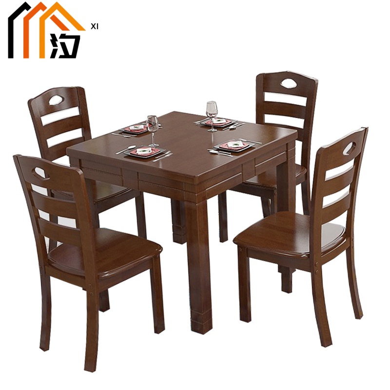 汐餐桌黑胡桃一桌四椅套高清大图