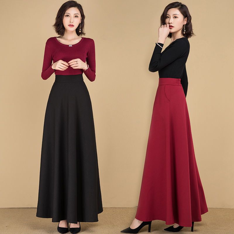 半身长裙大摆裙a字裙高腰显瘦百搭大码女式春夏秋冬四季跳舞长裙