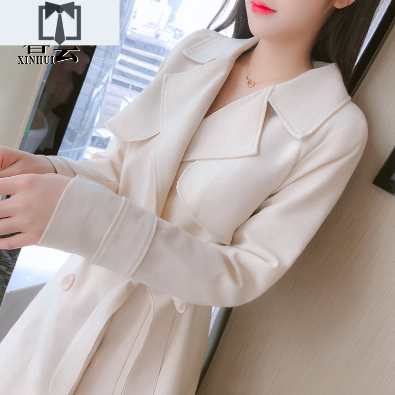 SUNTEK风衣外套女装春秋装2021年新款潮小个子中长款大衣气质女范百搭风衣