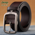 Jeep吉普皮带男士真皮针扣裤带男正品纯牛皮休闲男款牛仔裤腰皮带