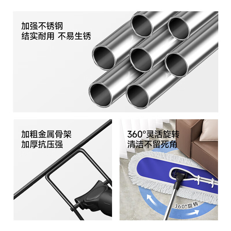 五月花尘推墩布60cm单配布平板拖把不锈钢拖把干湿两用商场物业拖地墩布高清大图