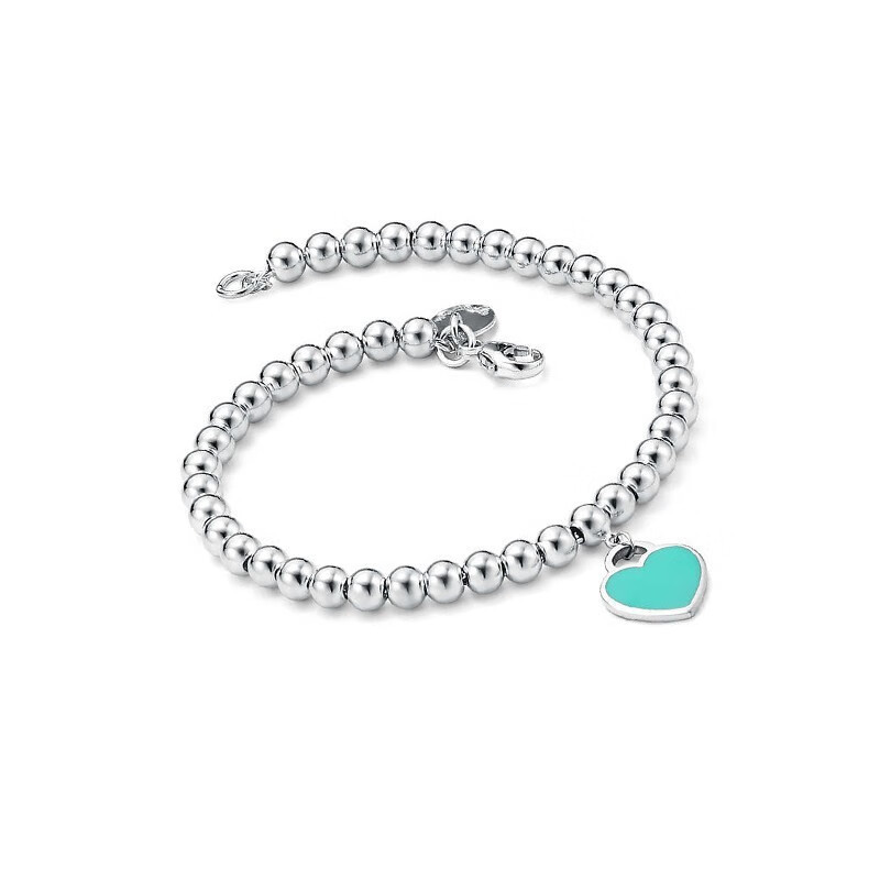 蒂芙尼tiffanycotiffanyco手链系列蓝心形珐琅时尚珠式手链送女友节日