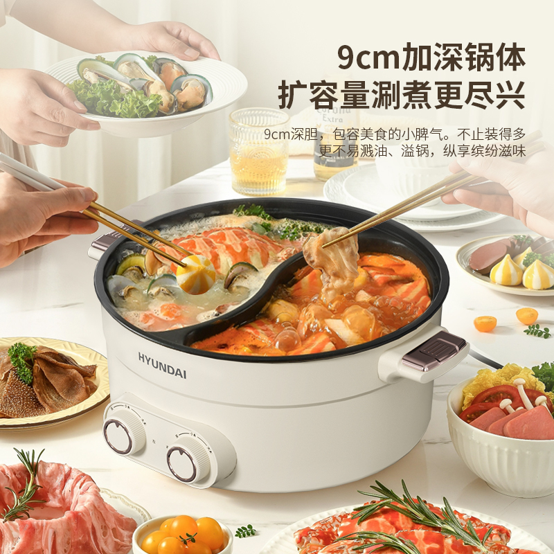 HYUNDAI 韩国现代 电火锅(鸳鸯电火锅)JZG-C603高清大图