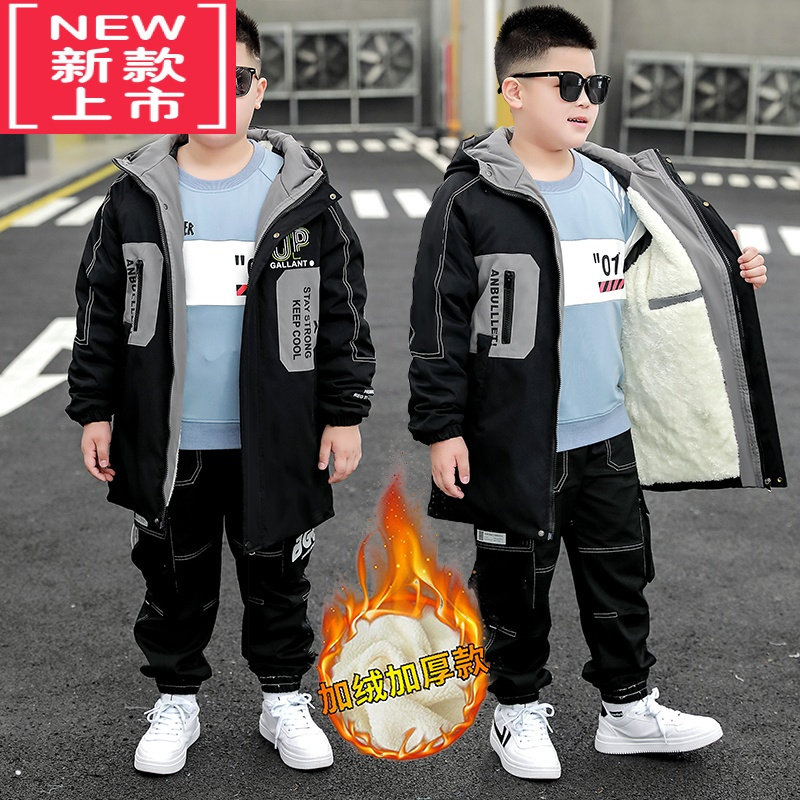 可莉允胖童装男童加厚外套冬款加肥加大男孩宽松棉服中大童加绒棉衣夹克