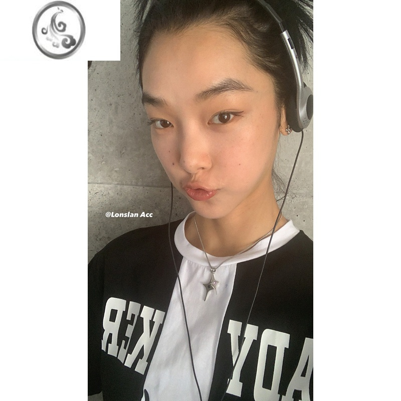 JiMiLONSLAN ACC 别致复古小众双层镶钻星星T恤链 情侣项链