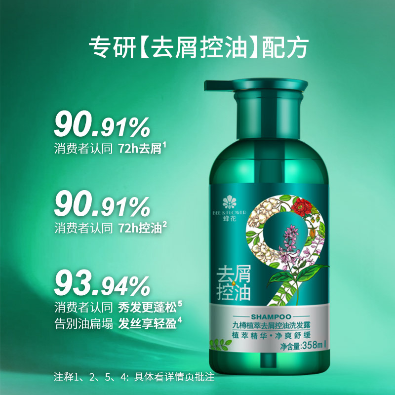 蜂花九樽植萃去屑控油洗发露358ml