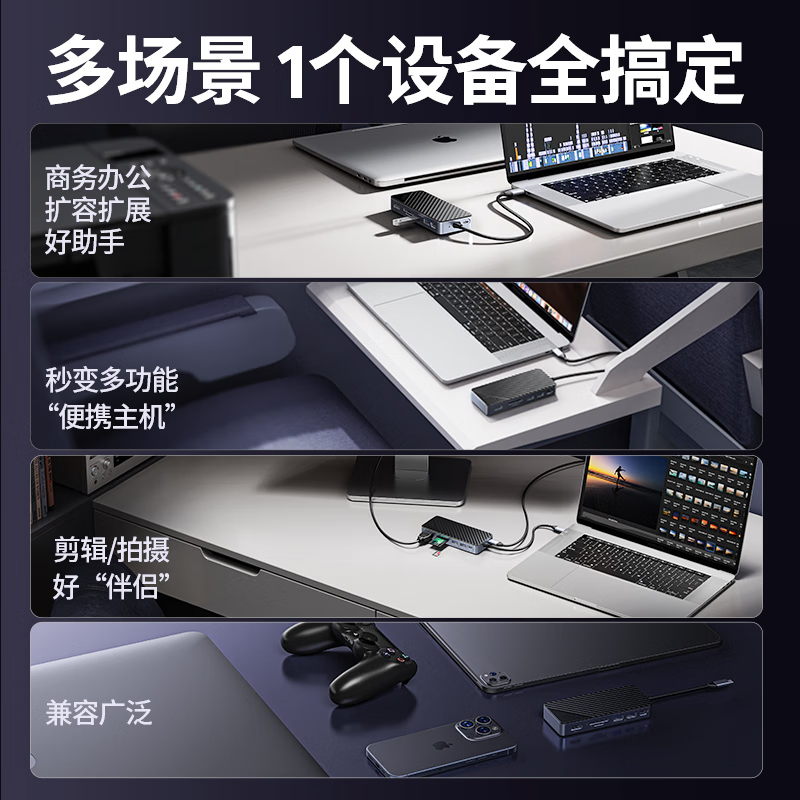 奥睿科(ORICO)M.2硬盘盒扩展坞NVMe/SATA双协议USB3.2高速type-c拓展坞HDMI转接器OM28P
