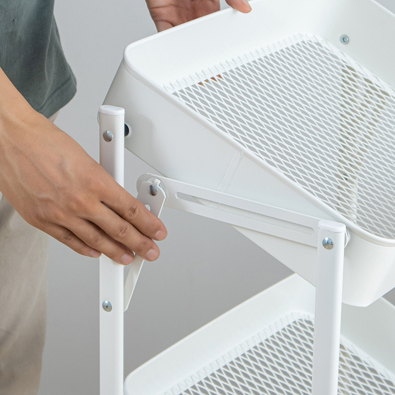 欧润哲 置物架 免安装可折叠可移动小推车 厨房置物架落地式浴室家用收纳层架高清大图