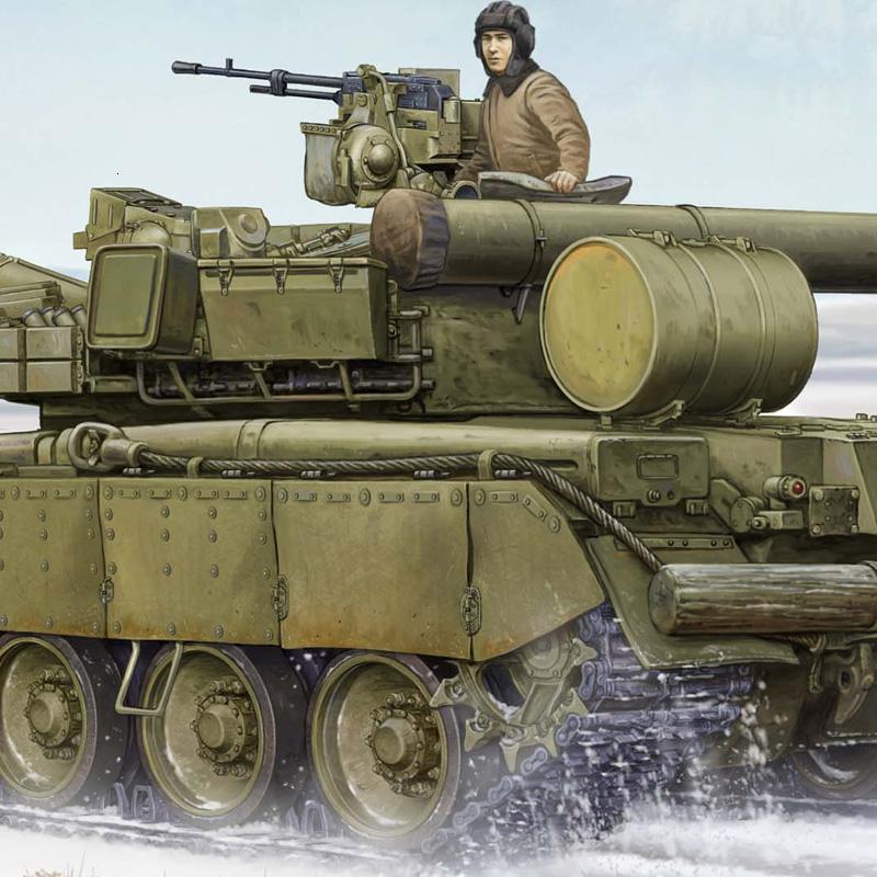 小号手拼装军事模型 仿真1/35俄罗斯T80BVD主战坦克05581飞行坦克 模型+胶水+工具套