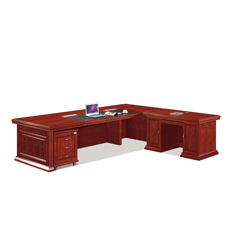 中豫鑫泽 ZYXZ4052202 油漆家具老板桌大班台办公桌主管经理桌含副柜 2.8米高清大图