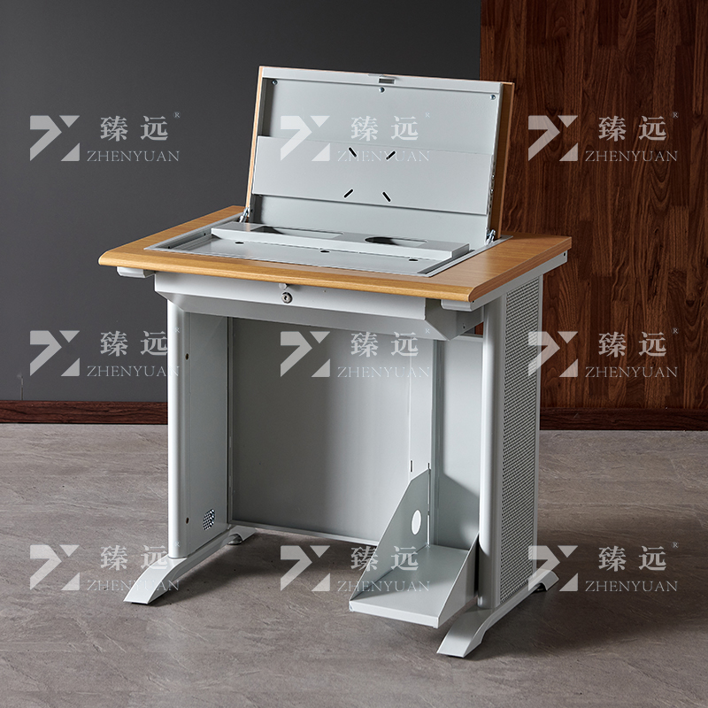 臻远 ZY4012425 隐藏式翻转电脑桌培训桌办公桌C款单人位高清大图