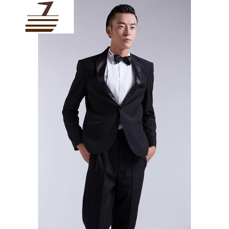 New Lake男士黑色结婚新郎伴郎西服套装主持人舞台演出服影楼拍照西装礼服报价 参数 图片 视频 怎么样 问答 苏宁易购