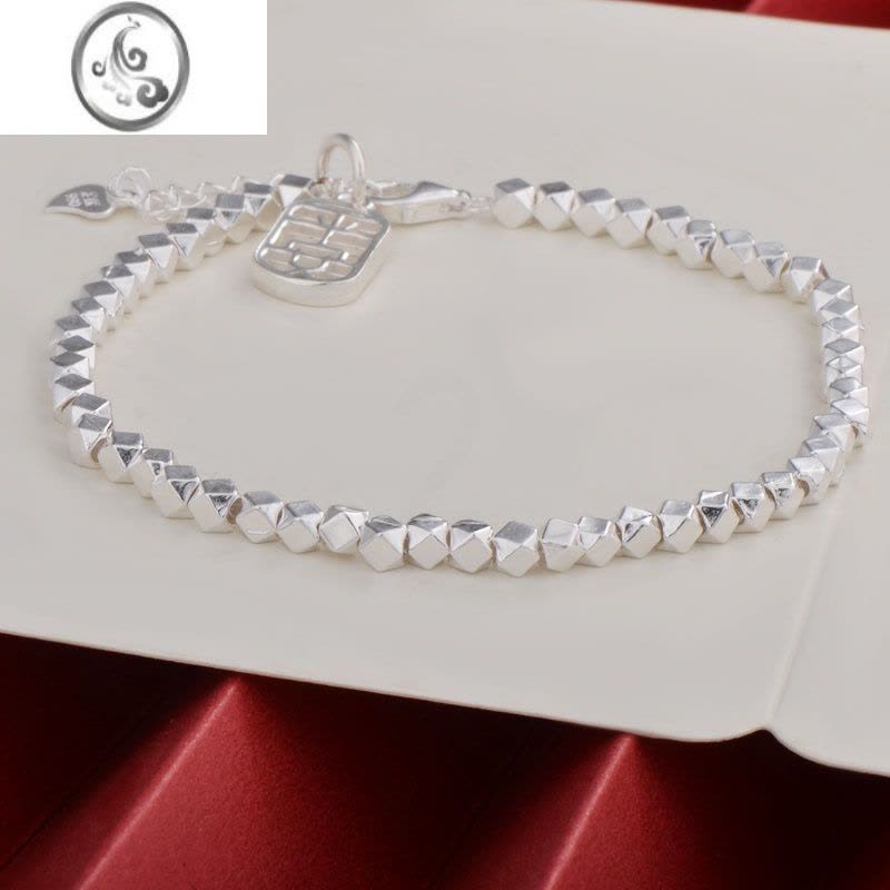 JiMi潮兴福碎银几两足银吊坠银银手链女ins小众设计轻奢网红手饰银饰图片