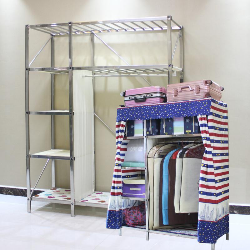 简易金属衣柜经济型双人加固组合大号衣橱家用折叠钢架定制