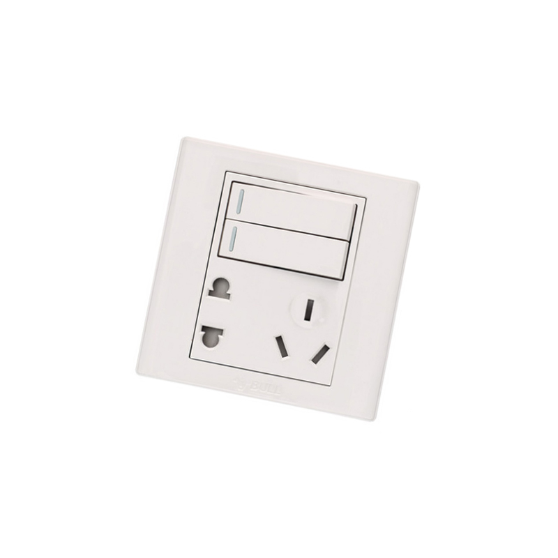 公牛2开5孔两开双控插座带开关面板暗装白色
