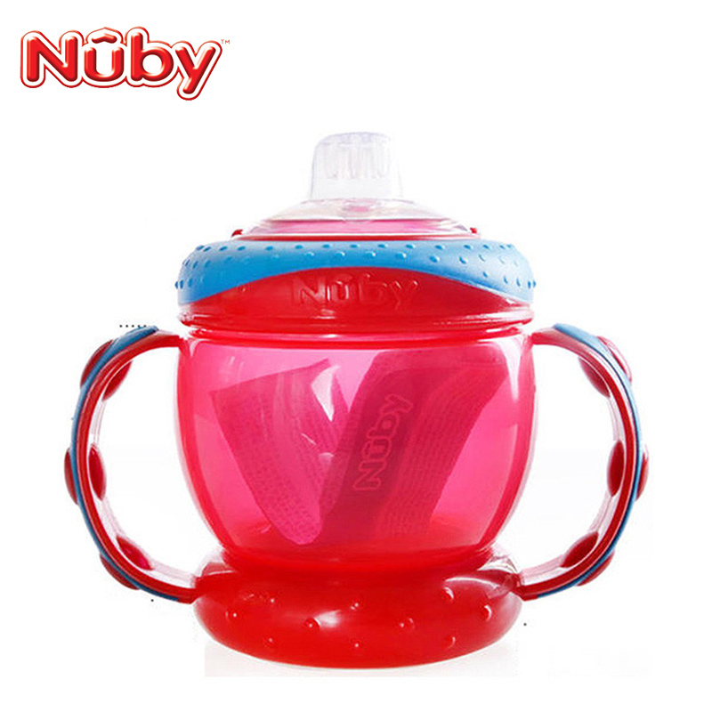 努比nuby双耳握把学饮杯-240ml 颜色随机 (附鸭嘴替换头)