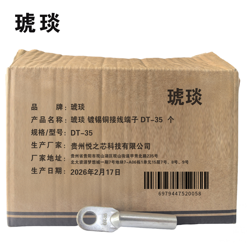 琥琰 镀锡铜接线端子 DT-35高清大图