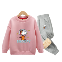 史努比(SNOOPY)儿童套装童装加绒男女中大童冬季新款圆领卫衣运动套装TZTYY2S127