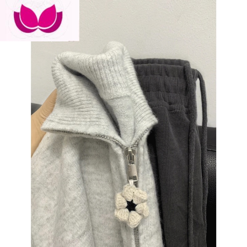 七斓奶系小个子套装女设计感韩系洋气减龄活泼温柔显高显瘦套 灰白色上衣 M