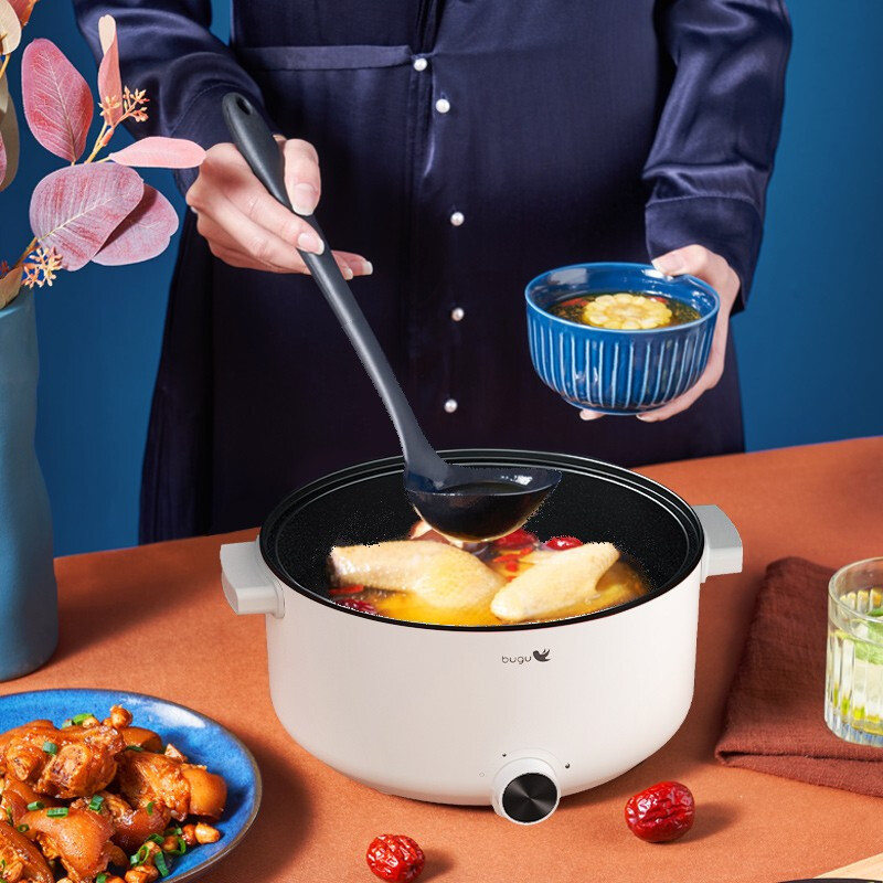 美的(Midea) 布谷电火锅BG-H50L1机械式多功能料理锅电热锅不粘锅(两色随机发)