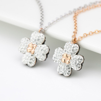 施华洛世奇(SWAROVSKI)双面双色四叶草水晶项链 人造水晶 送恋人 玫瑰金色链5420246