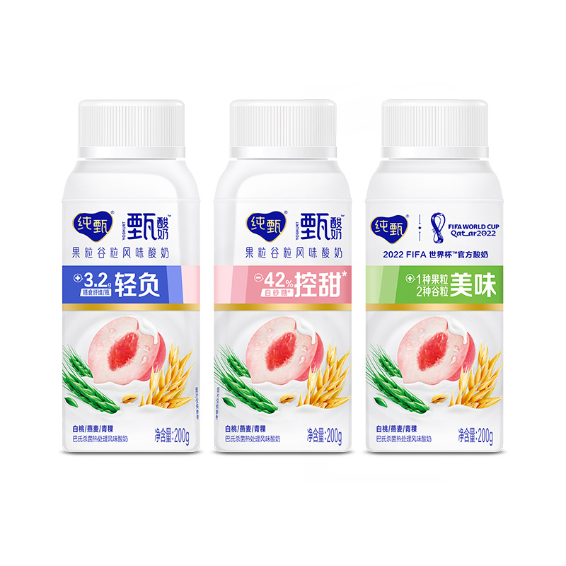 蒙牛 纯甄 常温风味酸牛奶 白桃燕麦青稞口味 200g*10盒高清大图