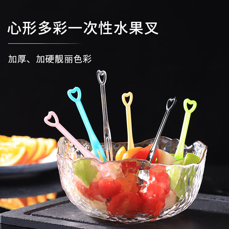 册宣 水果叉一次性叉子500支水果签食品级儿童甜品蛋糕点心透明叉简装高清大图