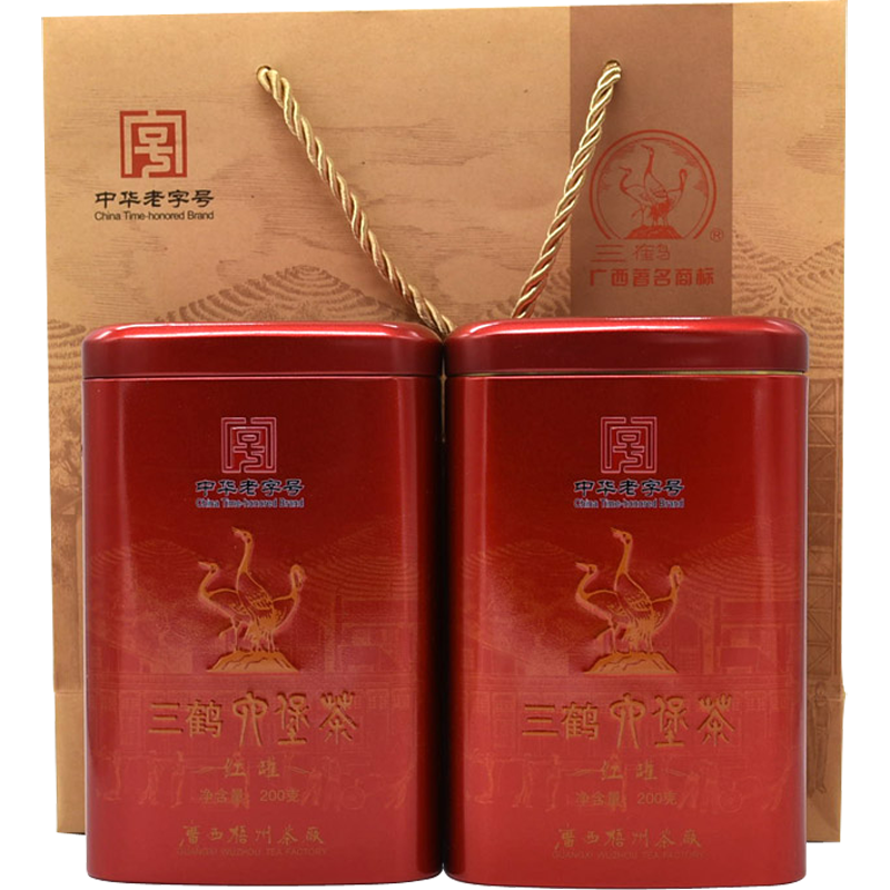 [中华老字号]三鹤六堡茶 广西梧州茶厂 红罐 200g 特级黑茶散茶熟茶广西特产 单罐(无手提袋)买2罐送手提袋