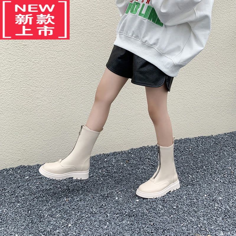 可莉允女童靴子2022秋冬新款英伦风儿童中筒马丁靴走秀表演单靴公主皮靴图片