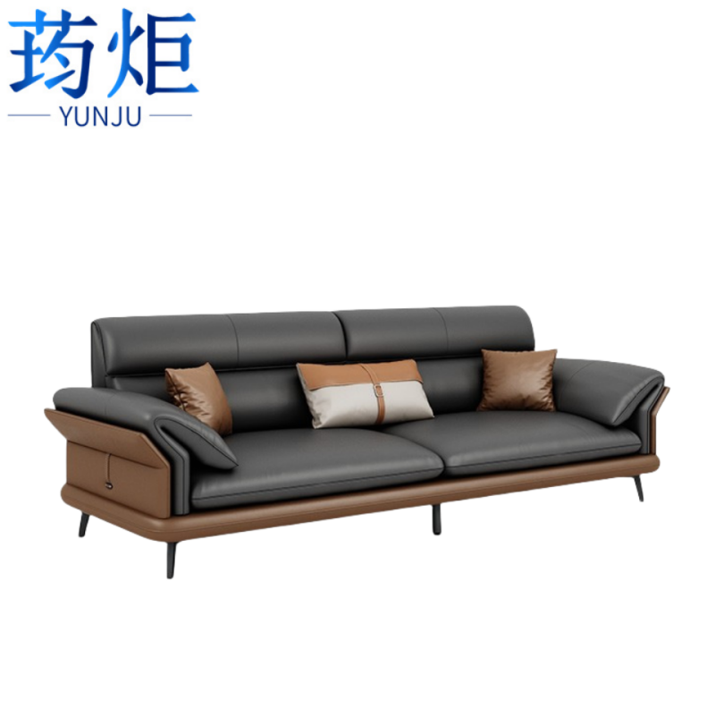 会客沙发拼色皮质高清大图