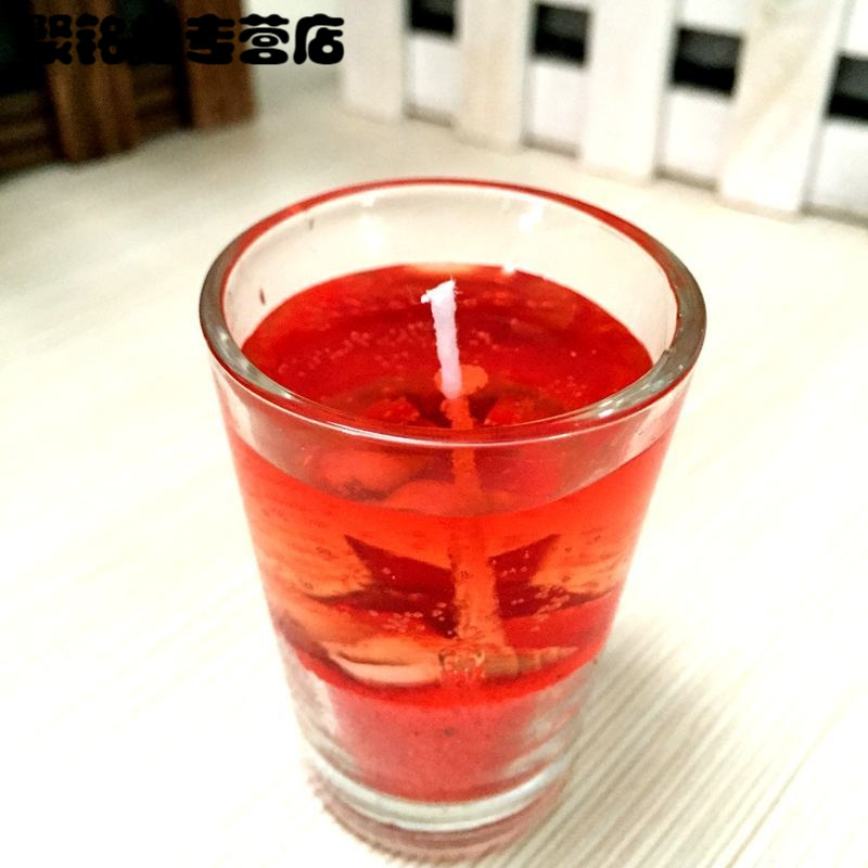 海洋系列水晶果冻无烟淡香香薰蜡烛情人节烛台杯蜡浪漫求婚生日表白-红色小杯