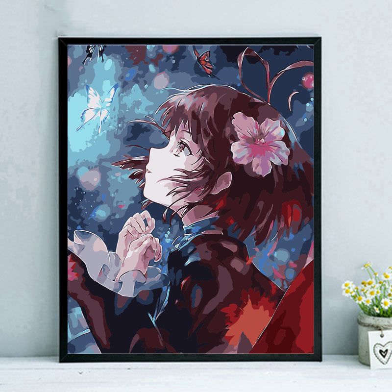 diy数字油画手绘填色卡通人物唯美少女客厅装饰油彩画