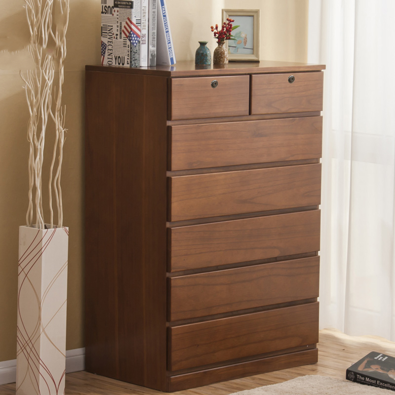 五斗柜实木靠墙抽屉式收纳柜卧室大柜子储物柜轻奢五斗橱带锁斗柜