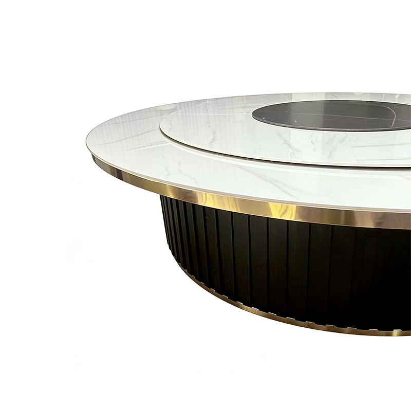 富莱斯宝 岩板电动旋转圆桌餐桌(带转盘) 0.1米 米高清大图