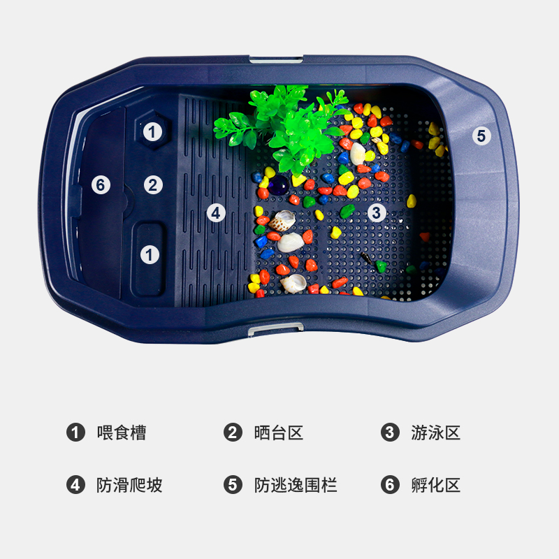 龟盆乌龟缸箱带晒台双层别墅饲养箱水陆造景养巴西龟大型专用造景高清大图