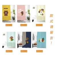 北欧卡通布朗熊涤纶防水防霉加厚免打孔浴帘布帘卫生间窗帘定制