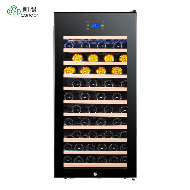 凯得.品味爱(candor)JC-230E 恒温红酒柜 压缩机风冷带锁玻璃面板 榉木层架84瓶满层架 230L