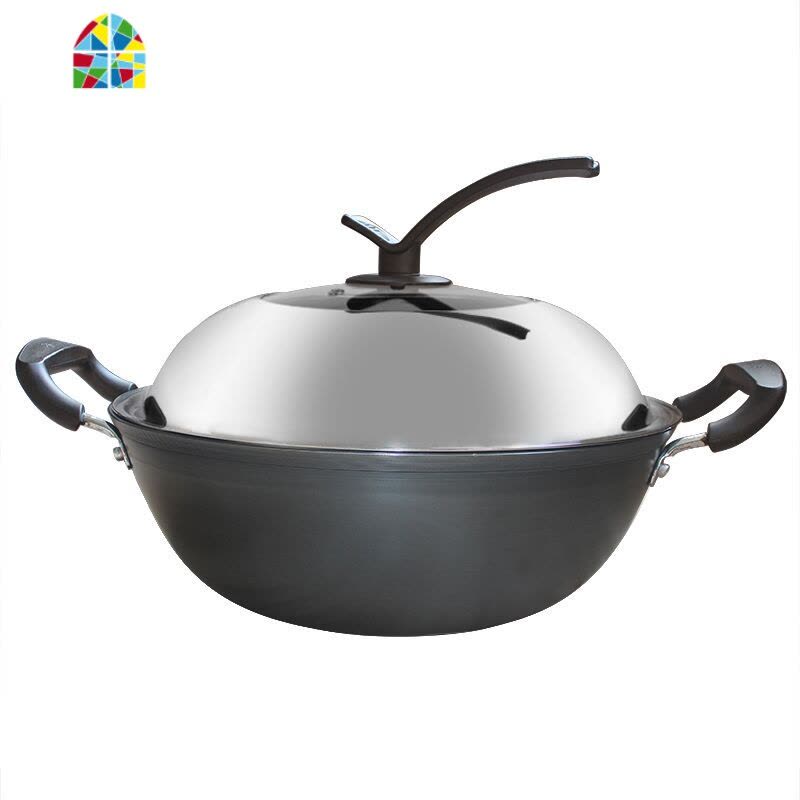 传统铸铁炒锅老式双耳无涂层不锈生铁锅加厚加深电磁炉燃气灶家用 FENGHOU 36+盖4-7人使用图片